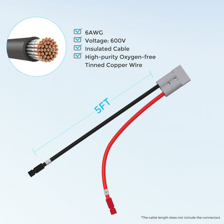 5FT 6AWG Anderson Adapter Cable（Anderson PP75 - Anderson SB120）