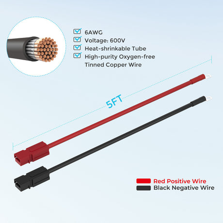 Renogy 5FT 6AWG Anderson Adapter Cable（Anderson PP75 - 3/8 in Lugs）