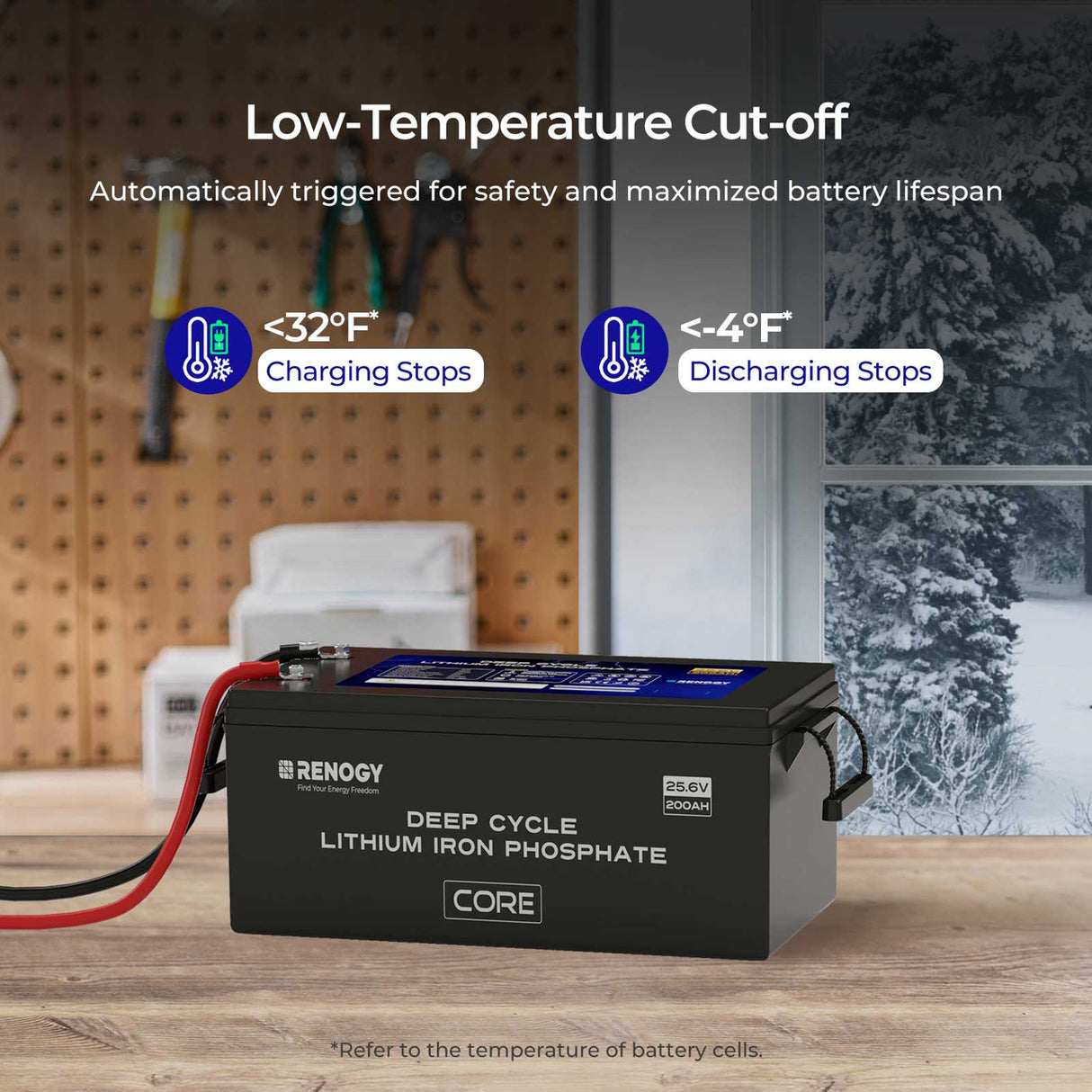 Renogy Core - Batterie lithium fer phosphate 24 V 200 Ah à décharge profonde avec fonction auto-chauffante 