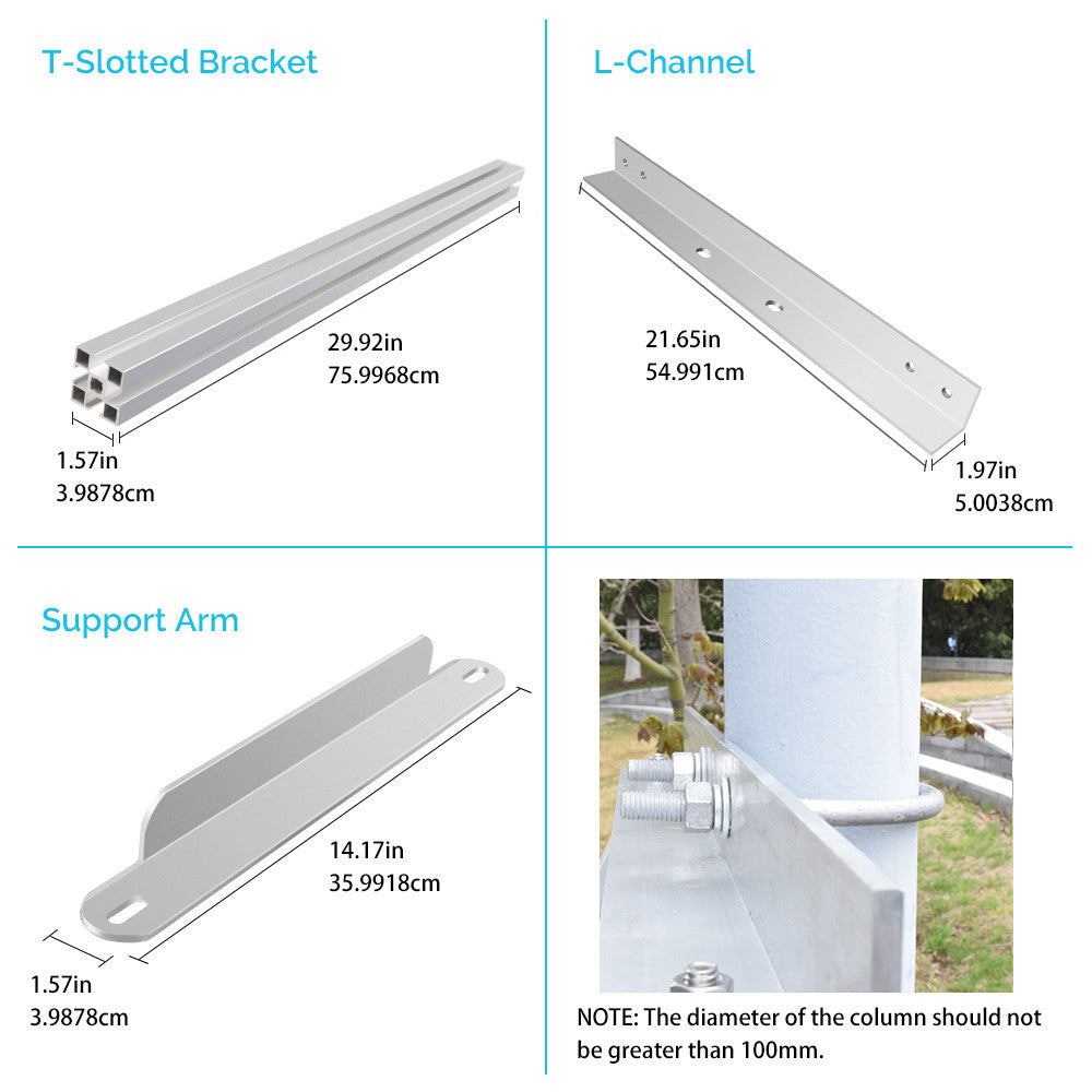 Renogy Single Side 27.4in Pole Mount Support For Solar Panel