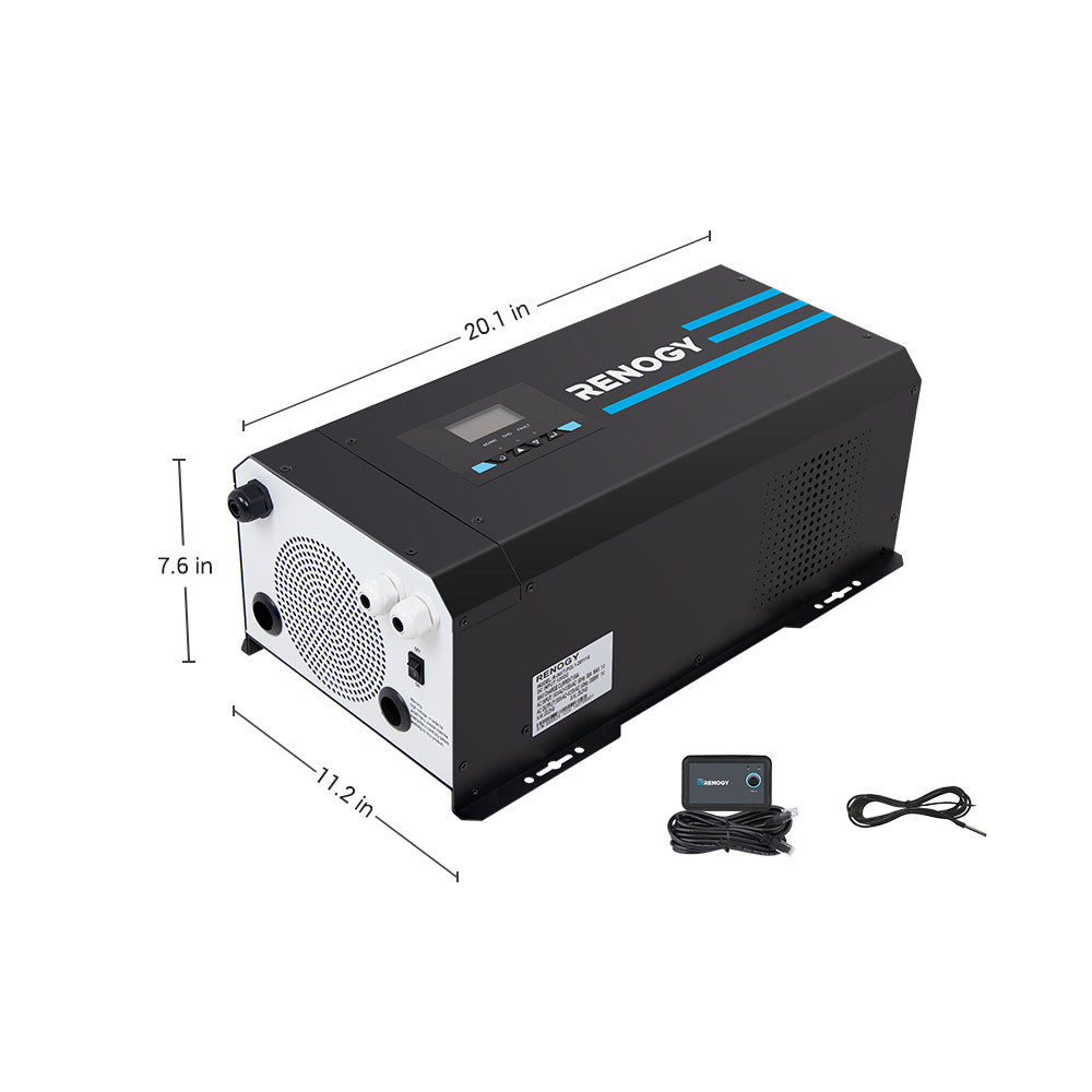 2000W 12V Pure Sine Wave Inverter Charger w/ LCD Display