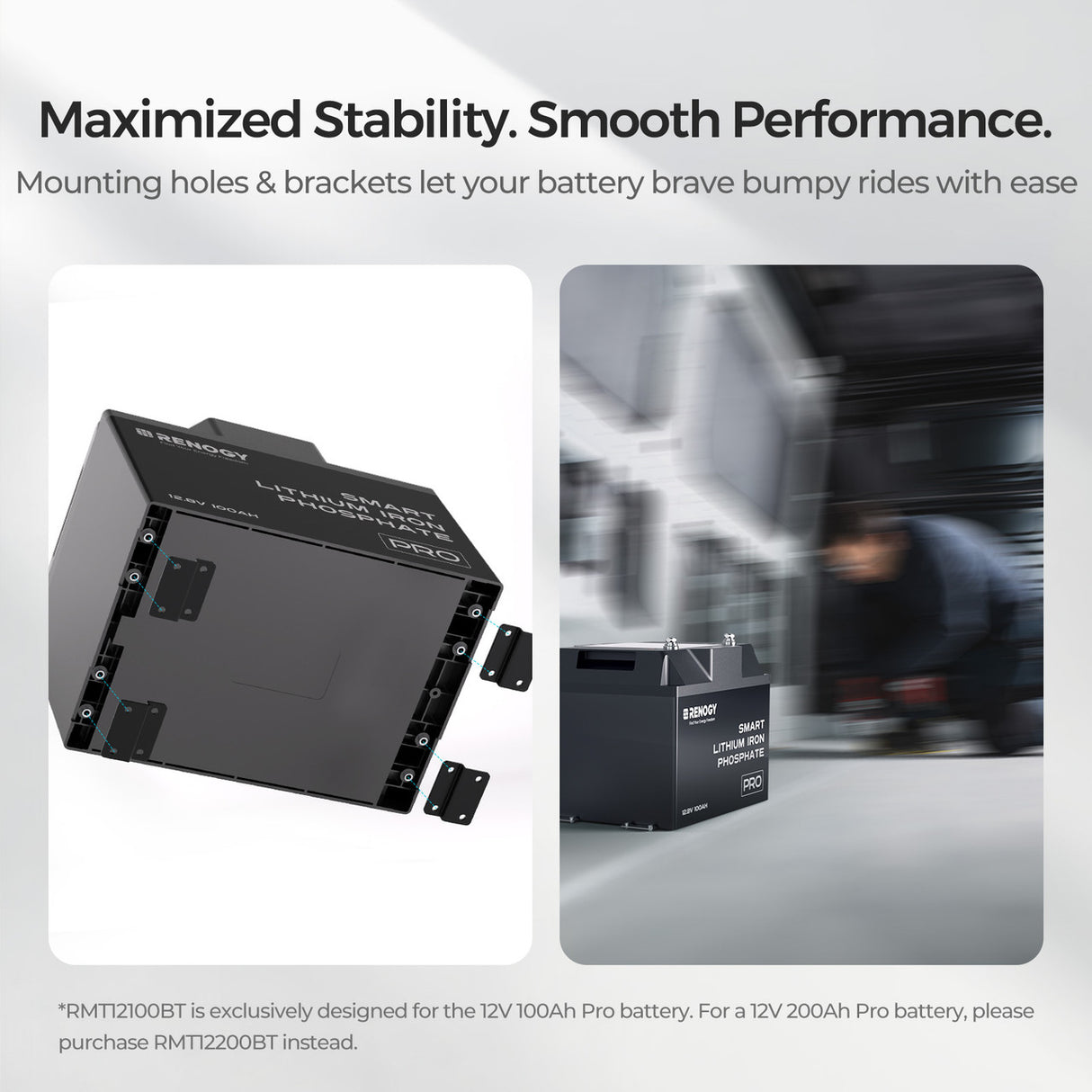 Supports de montage Renogy pour batteries LiFePO4 12 V 100 Ah Pro (lot de 4)