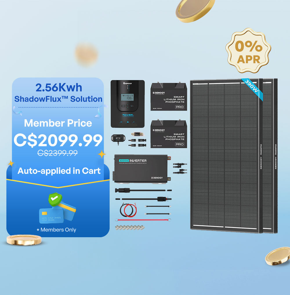 Kit solaire complet Renogy 390 W 12 V avec deux batteries LiFePO4 100 Ah