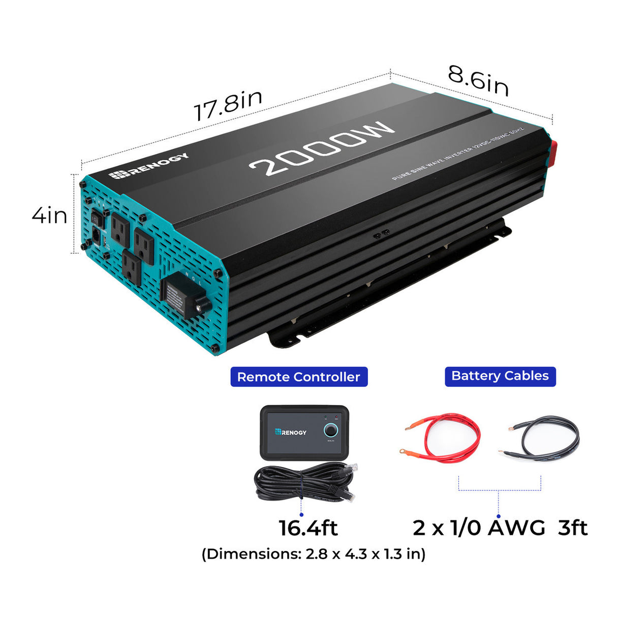 Onduleur sinusoïdal pur 2000 W 12 V remis à neuf (nouvelle édition)