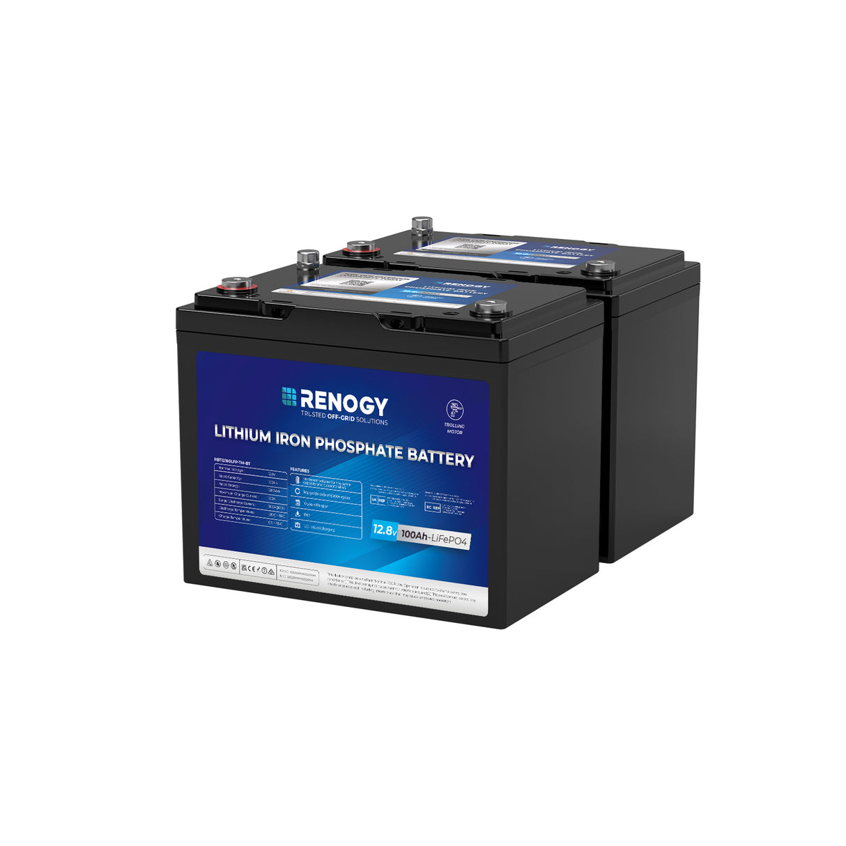 Renogy Core - Batterie LiFePO4 12 V 100 Ah pour moteur de pêche à la traîne avec Bluetooth