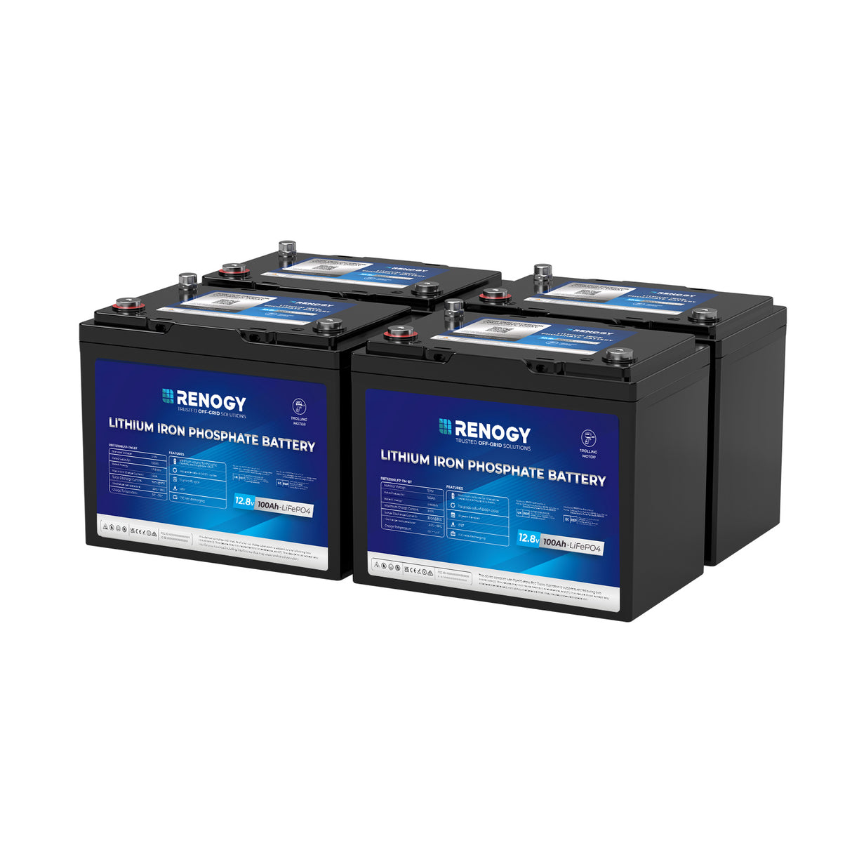 Renogy Core - Batterie LiFePO4 12 V 100 Ah pour moteur de pêche à la traîne avec Bluetooth