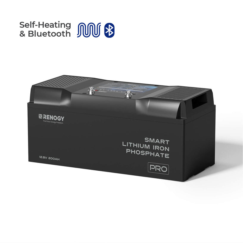 Renogy Core - Batterie lithium fer phosphate 12 V 200 Ah avec Bluetooth - 200 Ah (BT+Chauffé) / 1 batterie (prix le plus bas garanti)