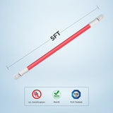 Battery Inverter Cables 5 ft 2/0 AWG for 3/8 in Lugs
