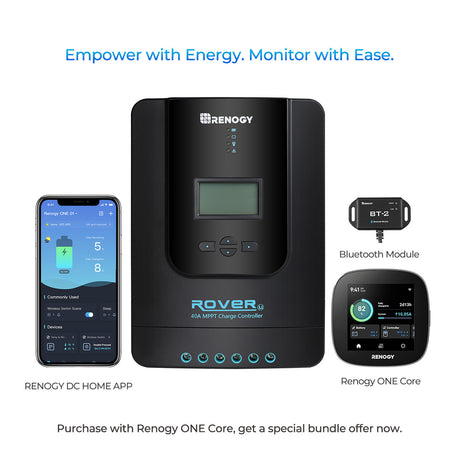 Rover 40Amp MPPT Solar Charge Controller 12V/24V w/ Renogy ONE CORE