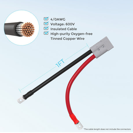1FT 4/0AWG Anderson Adapter Cable（Anderson SB350 - 3/8 in Lugs）