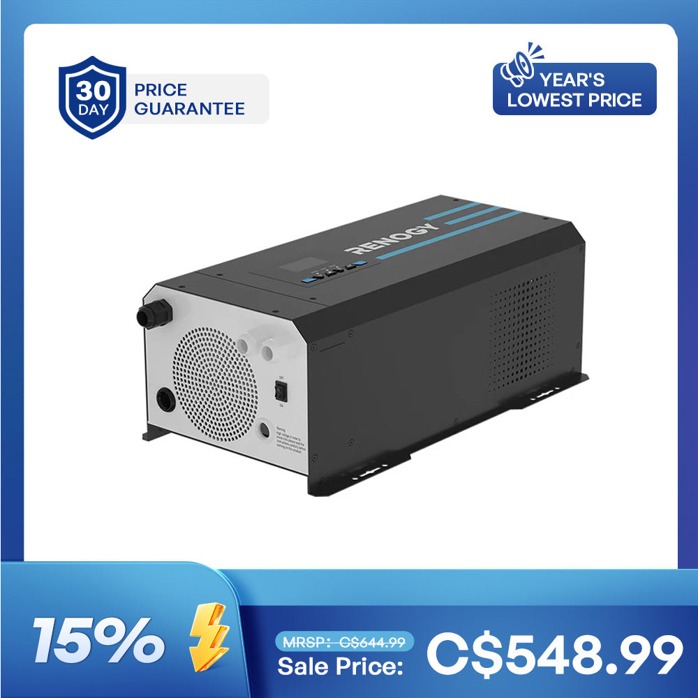 Renogy 2000W 12V Pure Sine Wave Inverter Charger w/ LCD Display