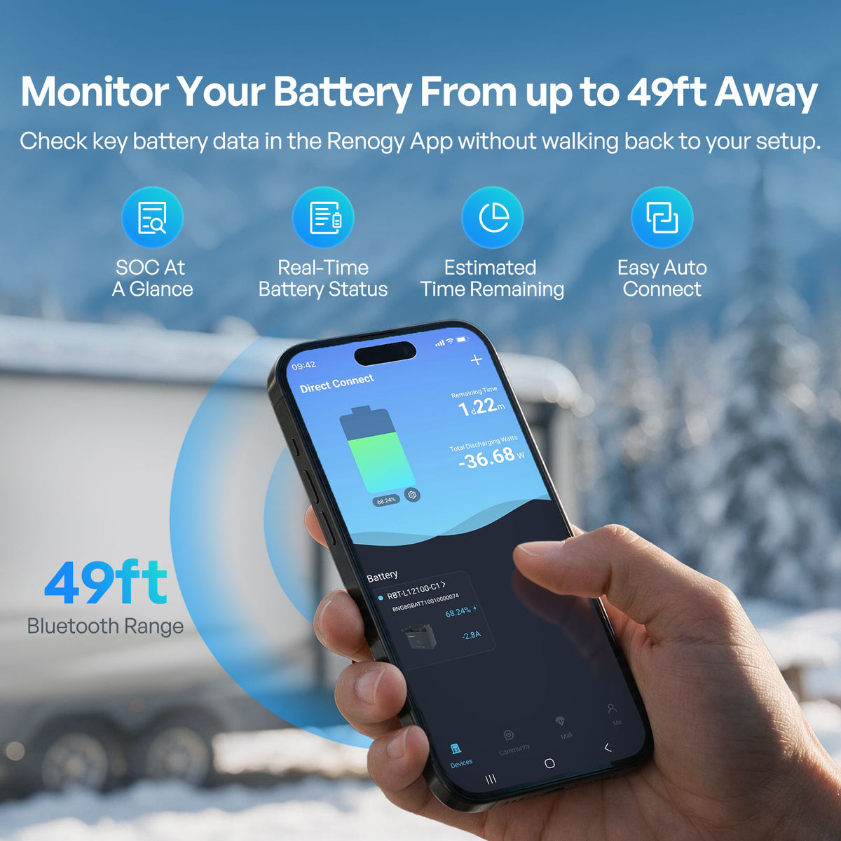 Reserve Mini Smart 12V 100Ah LiFePO4 Battery