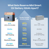 Reserve Mini Smart 12V 100Ah LiFePO4 Battery