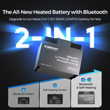 Batterie lithium-fer-phosphate intelligente 12 V 100 Ah reconditionnée avec Bluetooth et auto-chauffage 