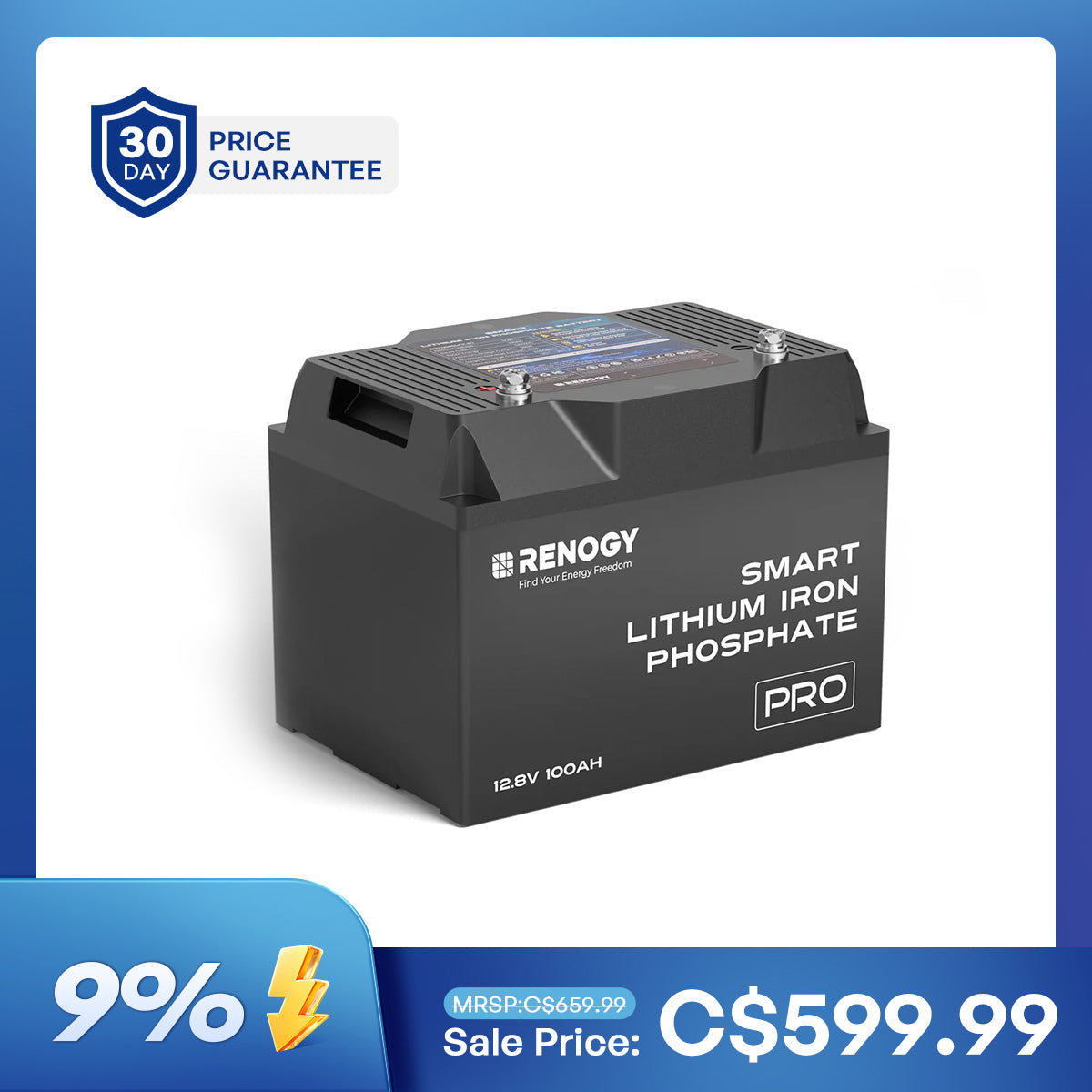 Batterie intelligente lithium fer phosphate 12V 100Ah avec Bluetooth et auto-chauffage | Série Pro
