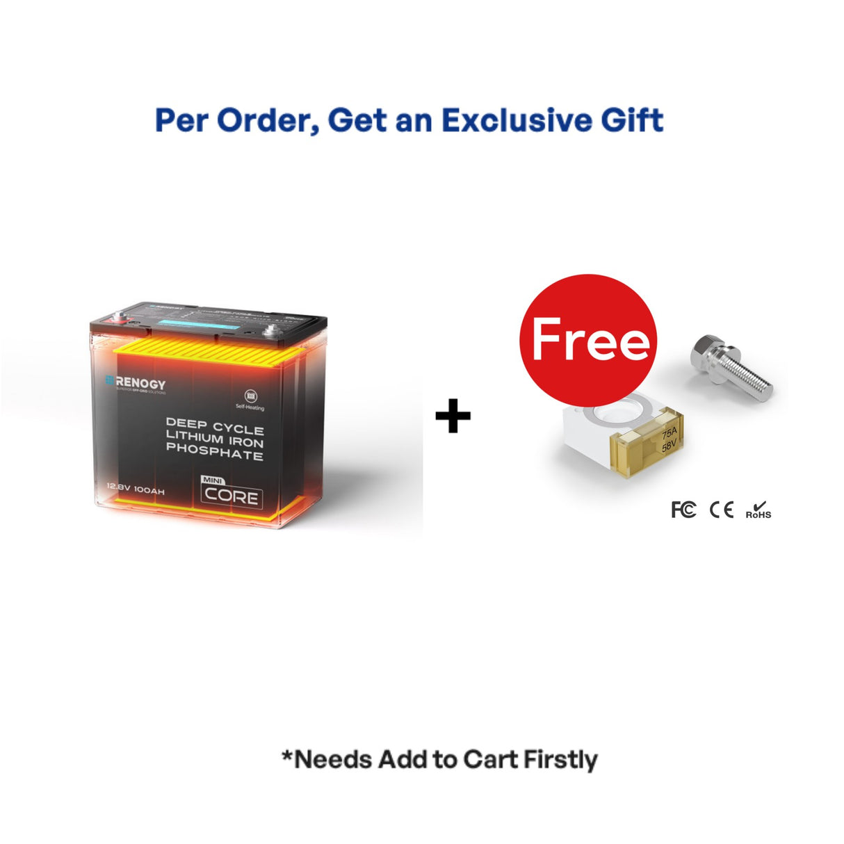Batterie lithium-fer-phosphate Renogy DuoHeat Tech Core Mini 12 V 100 Ah