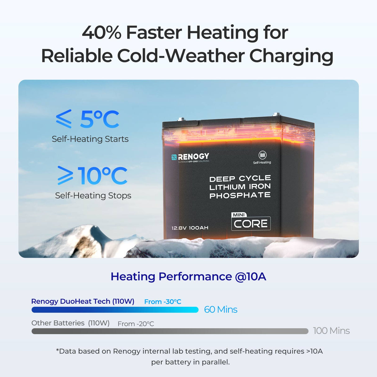 Cold Weather LiFePO4 Battery w/ Self-heating Function
