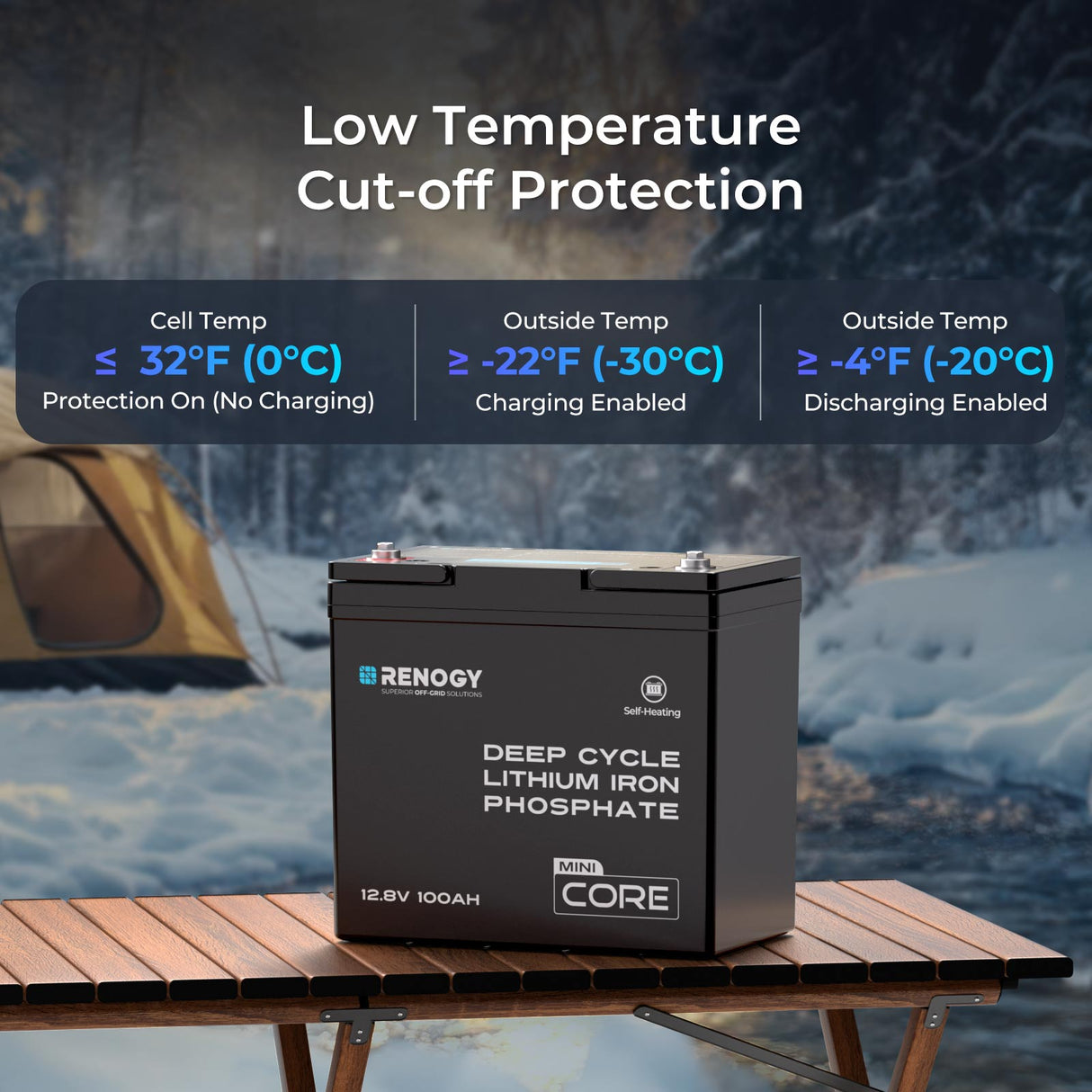 Cold Weather LiFePO4 Battery w/ Self-heating Function