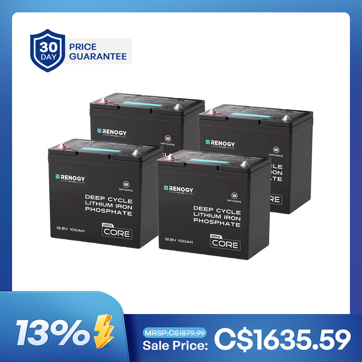 Batterie LiFePO4 DuoHeat Tech 12 V 100 Ah Format Mini
