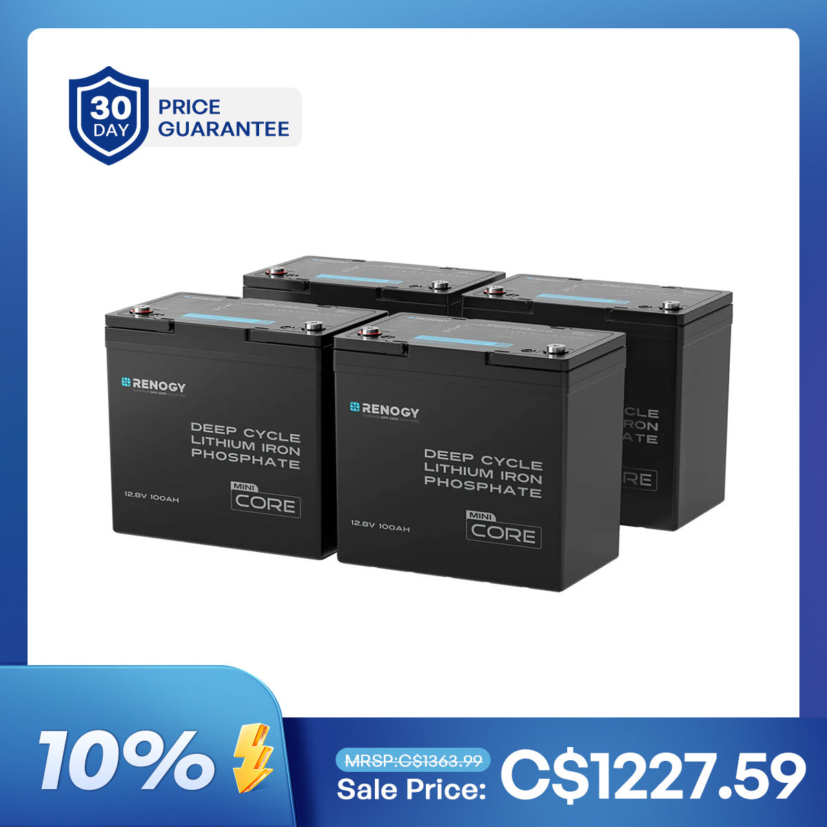 Batterie au lithium fer phosphate 12,8 V 100 Ah taille mini