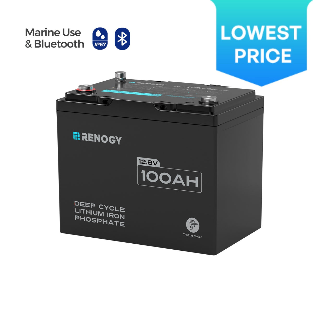 Renogy Core - 12V 100Ah Trolling Motor Group 24 LiFePO4 Battery w/ Bluetooth