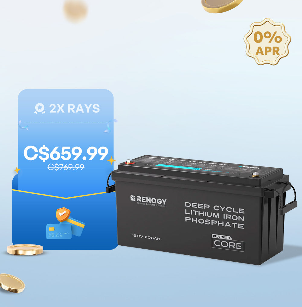 Renogy Core - Batterie lithium fer phosphate 12 V 200 Ah avec Bluetooth