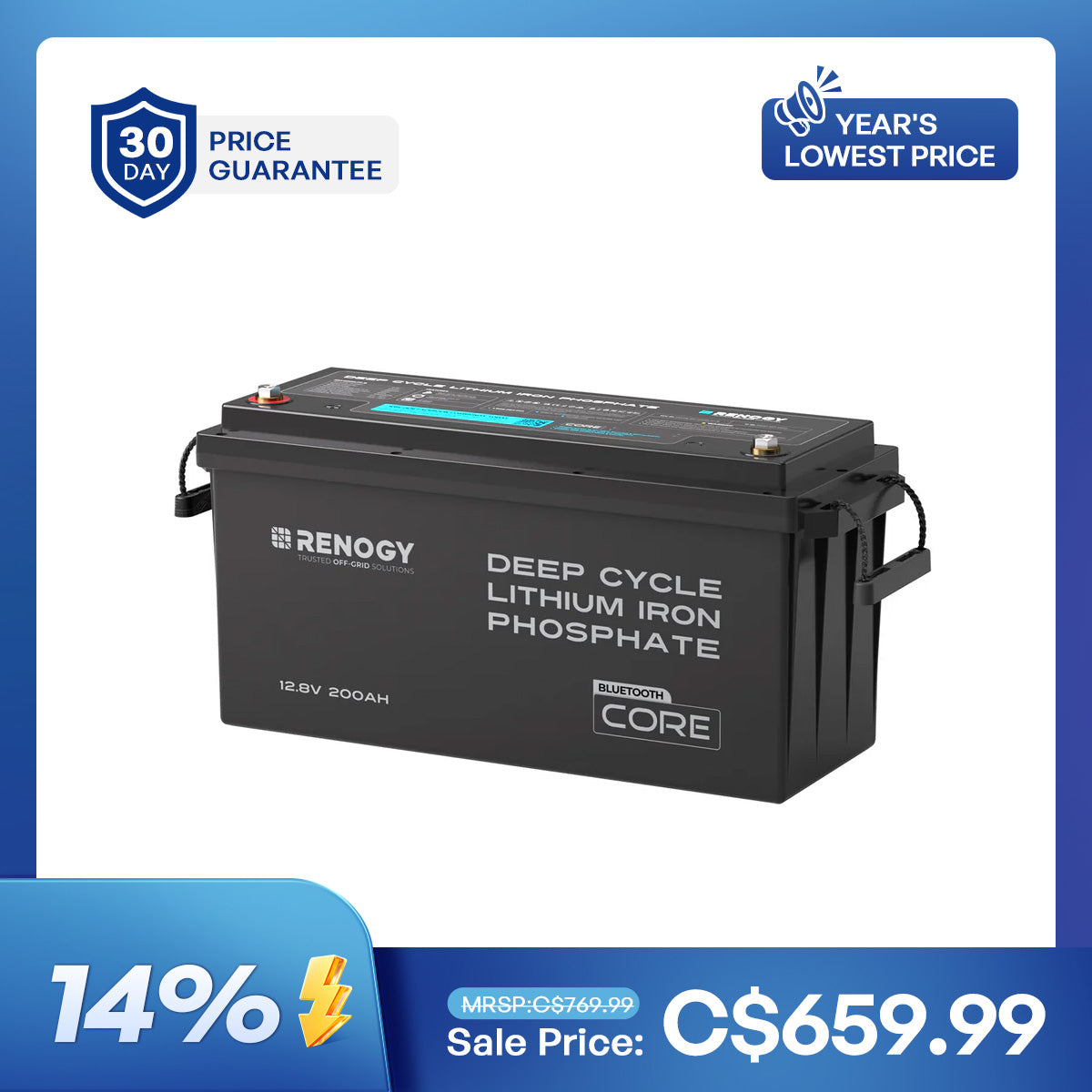 Batterie LiFePO4 12V 200Ah avec Bluetooth | Série Core