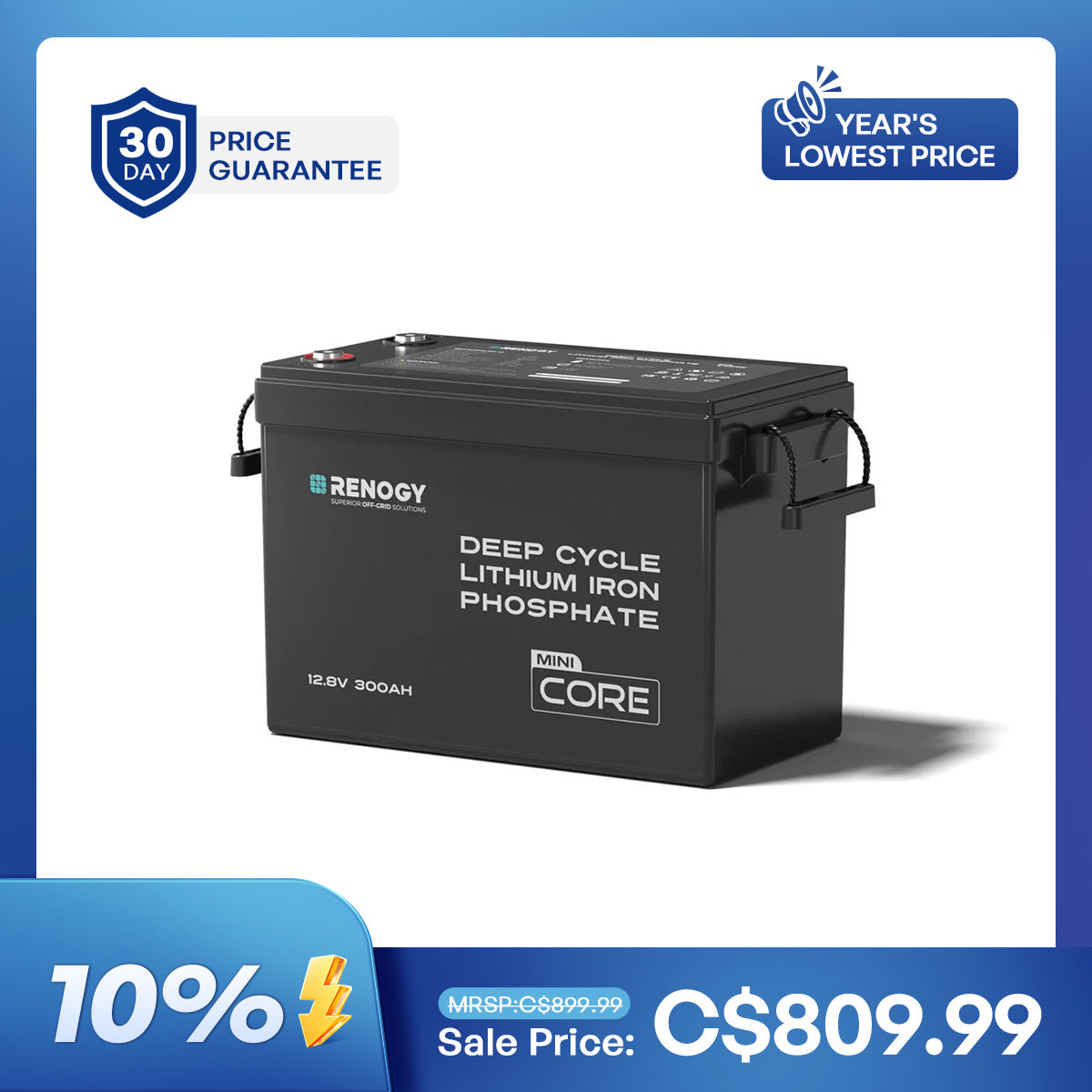 Batterie lithium-fer-phosphate Renogy Core Mini 12 V 300 Ah