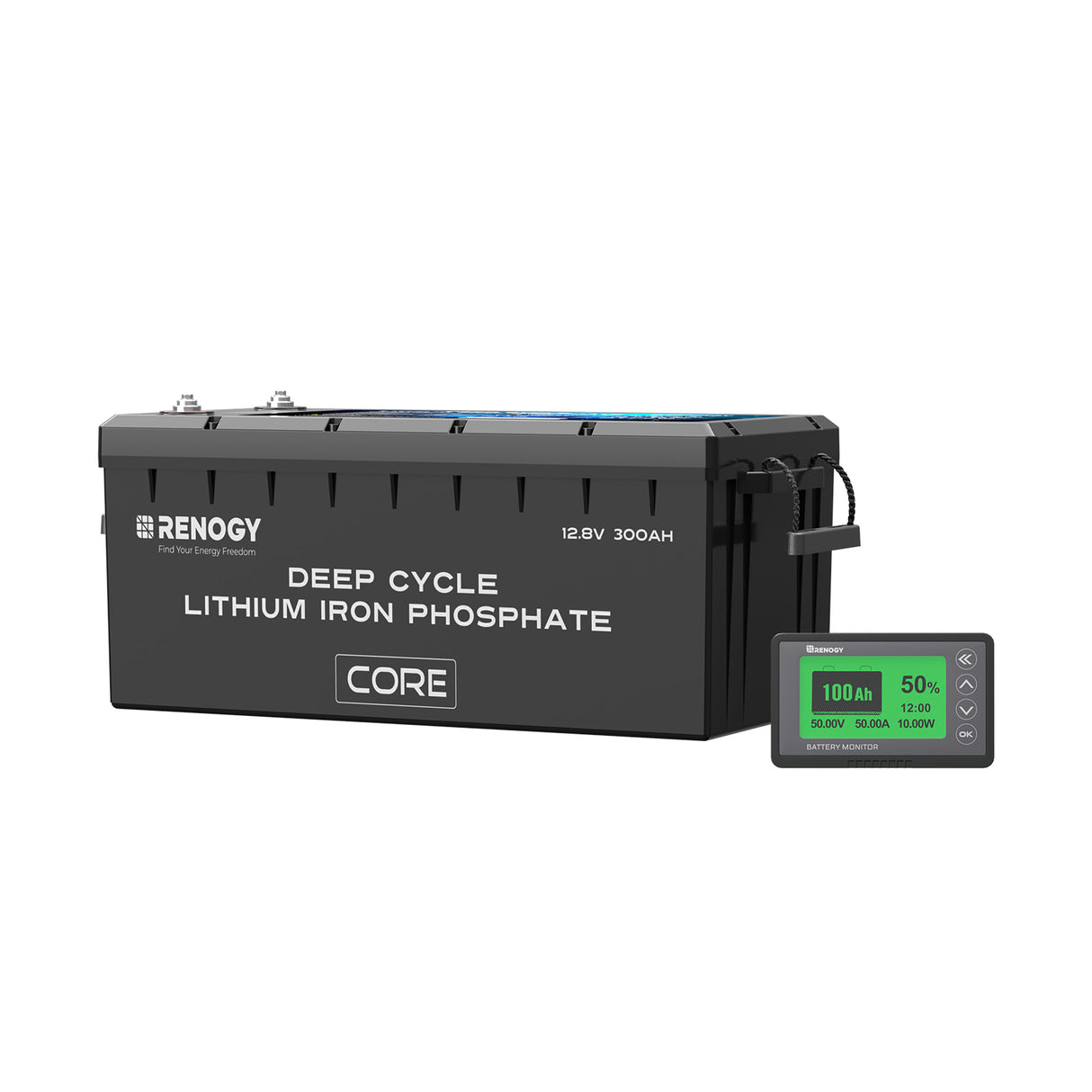 Renogy Core - Batterie lithium fer phosphate 12 V 300 Ah à décharge profonde avec fonction auto-chauffante