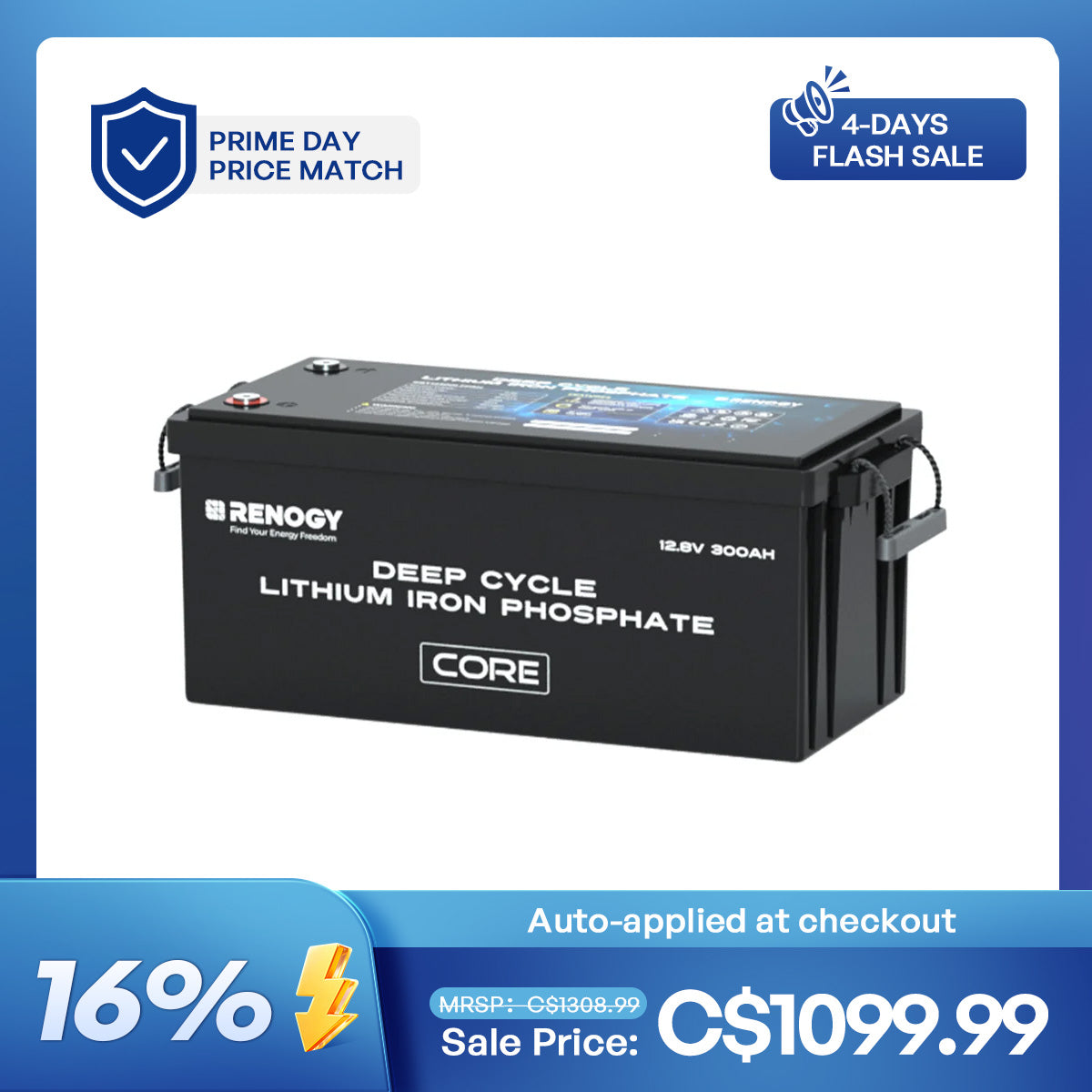 12V 300Ah LiFePO4 Battery w/ self-heating function | Core Series