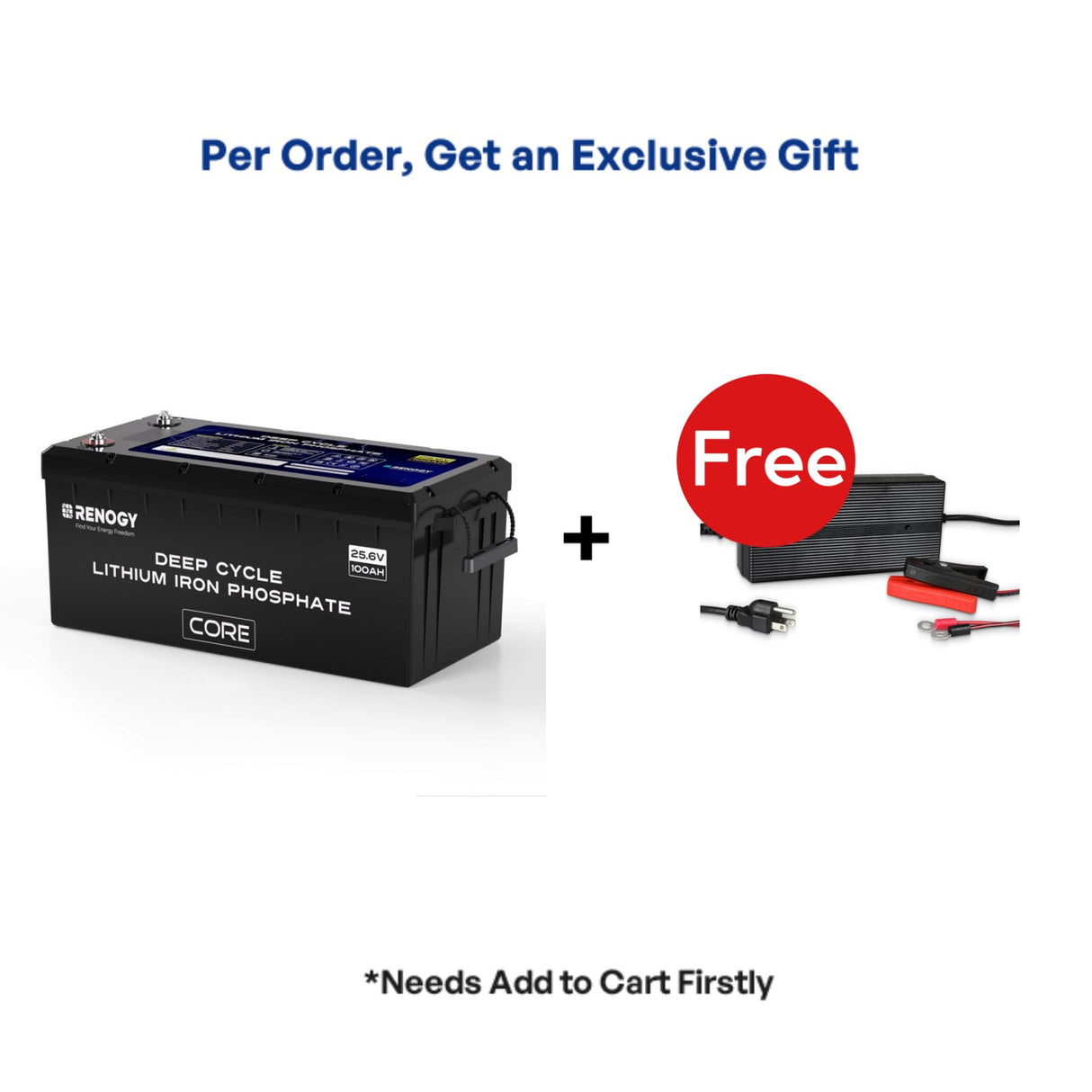 Renogy Core – Batterie lithium-fer-phosphate à décharge profonde 24 V 100 Ah 