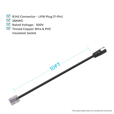 LP16 Plug (7-Pin) to RJ45 10Ft Communication Cable