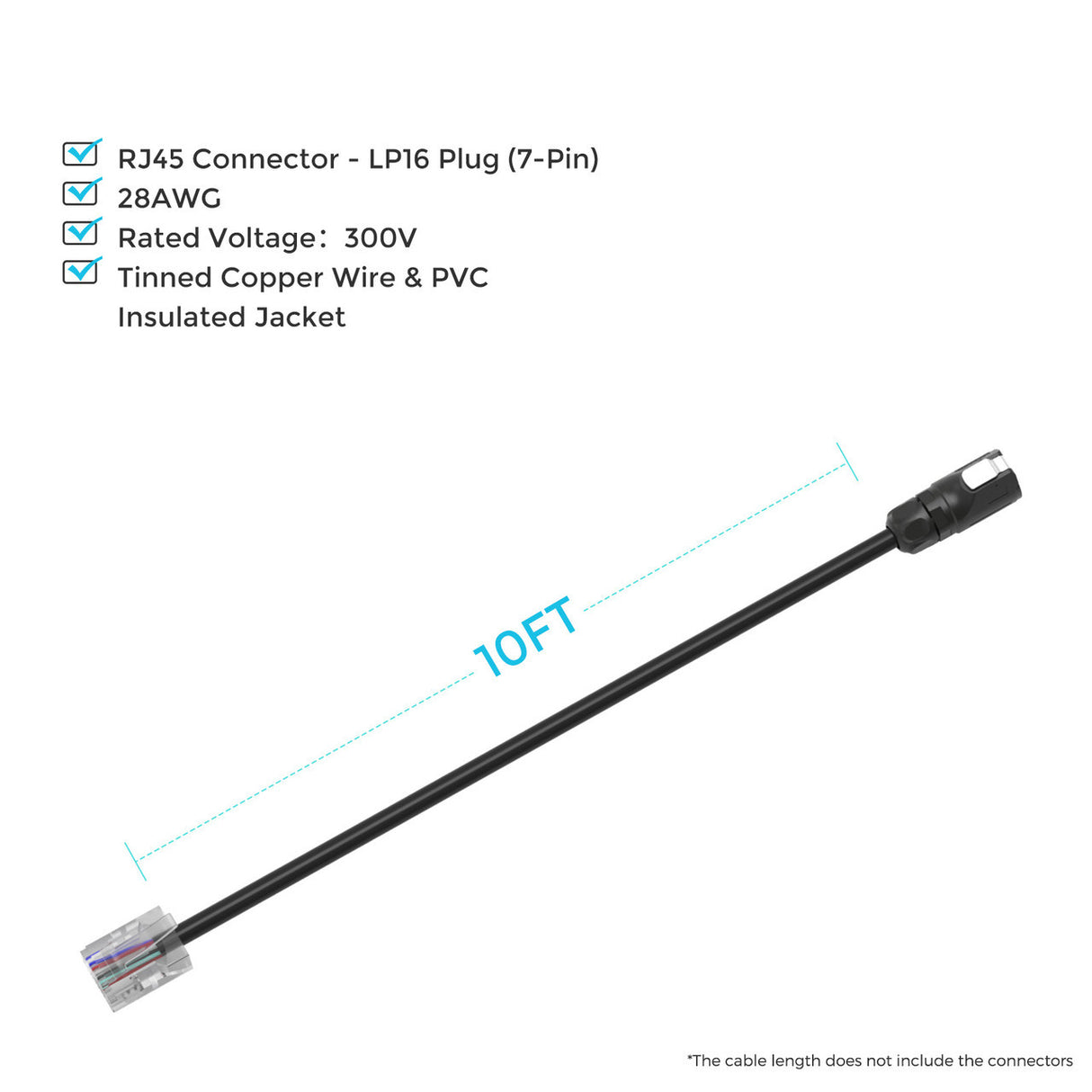 LP16 Plug (7-Pin) to RJ45 10Ft Communication Cable