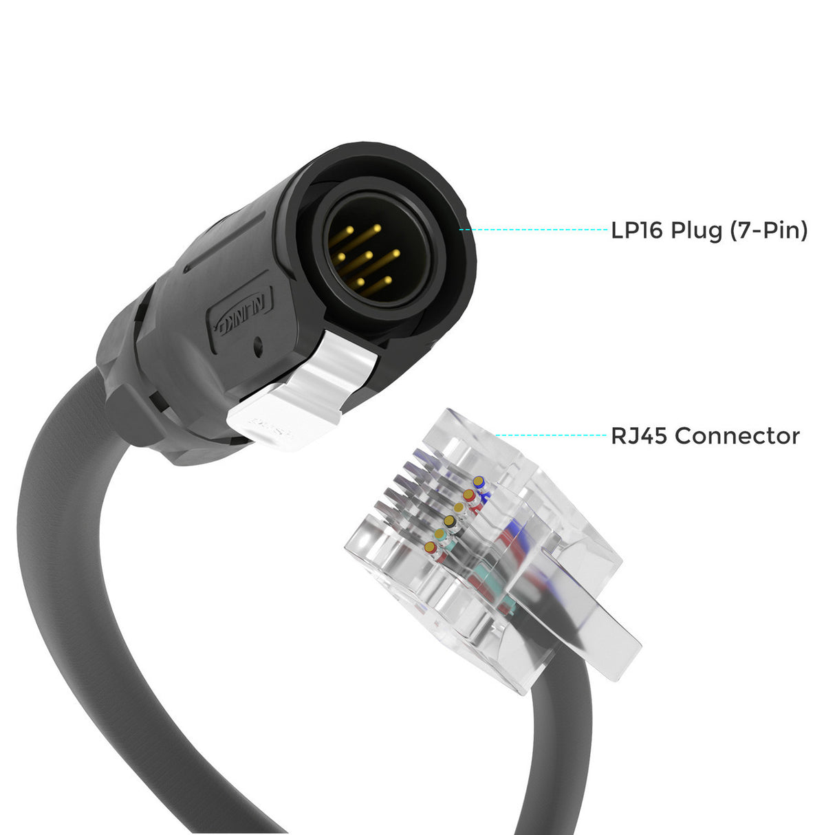LP16 Plug (7-Pin) to RJ45 10Ft Communication Cable