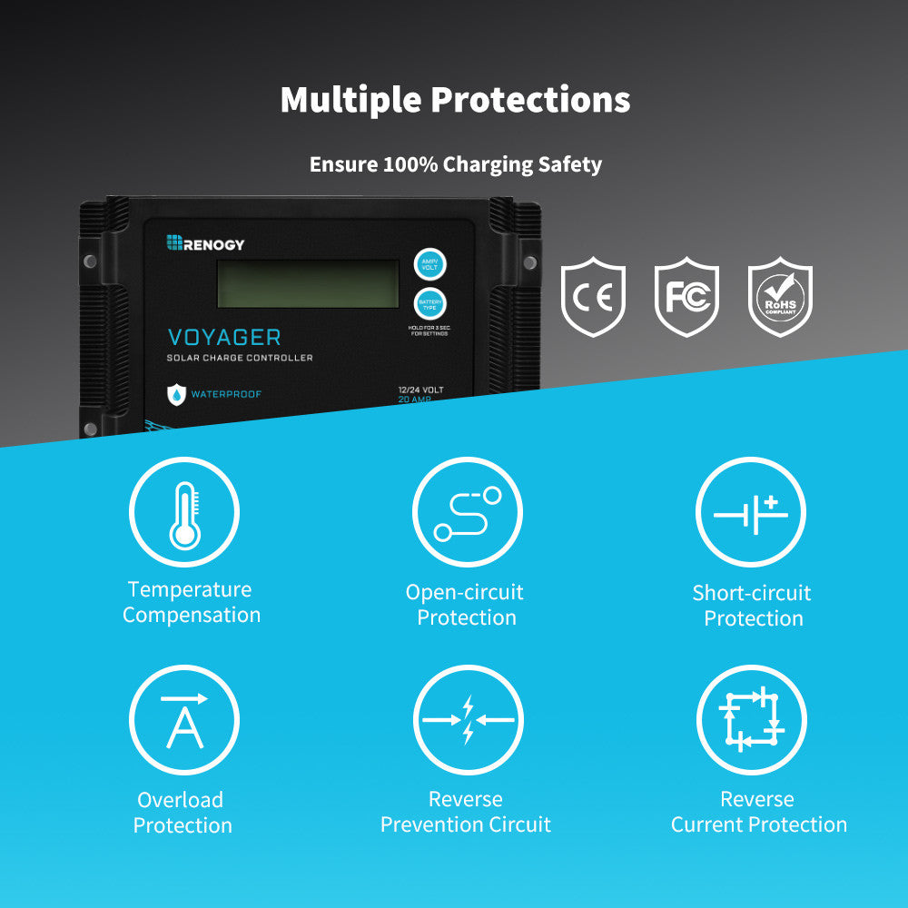 New Edition Voyager 10A PWM Waterproof Solar Charge Controller