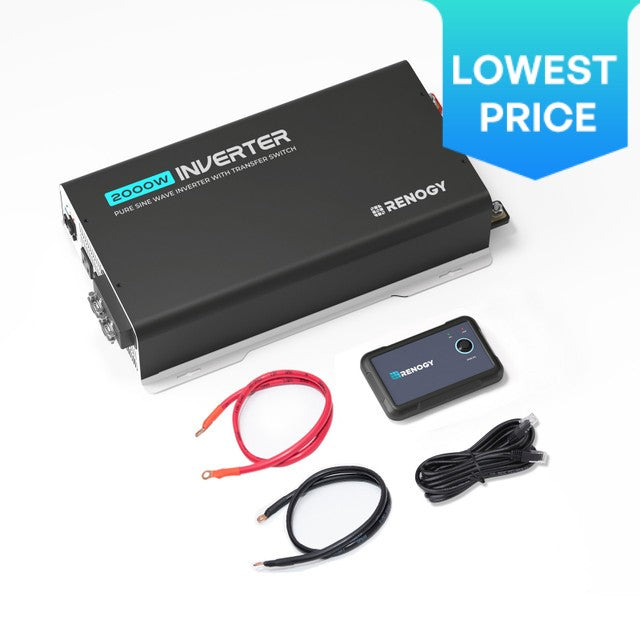 PUH - Onduleur sinusoïdal pur 12 V 2 000 W avec commutateur de transfert UPS et Bluetooth intégré