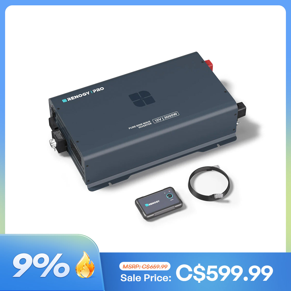 Renogy Pro 12V 3000W Pure Sine Wave Inverter with Bluetooth