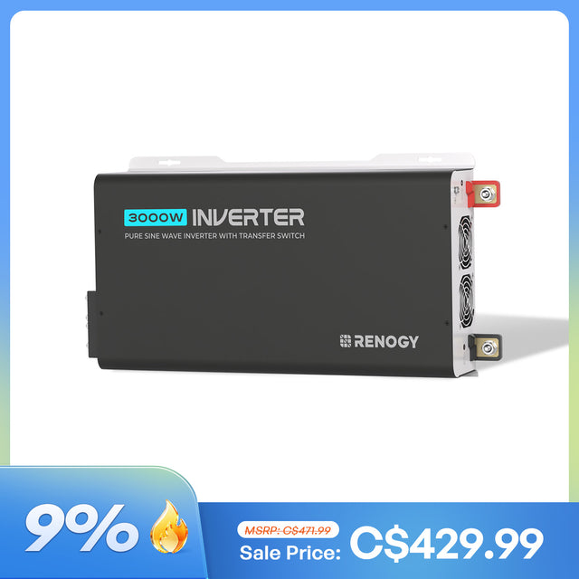 Renogy 12V 3000W Pure Sine Wave Inverter with UPS Transfer Switch and Built-in Bluetooth
