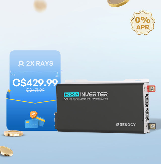 Renogy 12V 3000W Pure Sine Wave Inverter with UPS Transfer Switch and Built-in Bluetooth