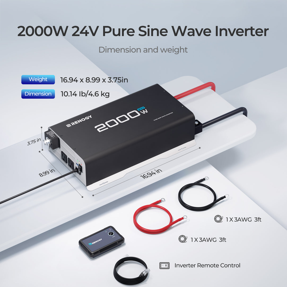 Onduleur sinusoïdal pur Renogy 2000 W 24 V