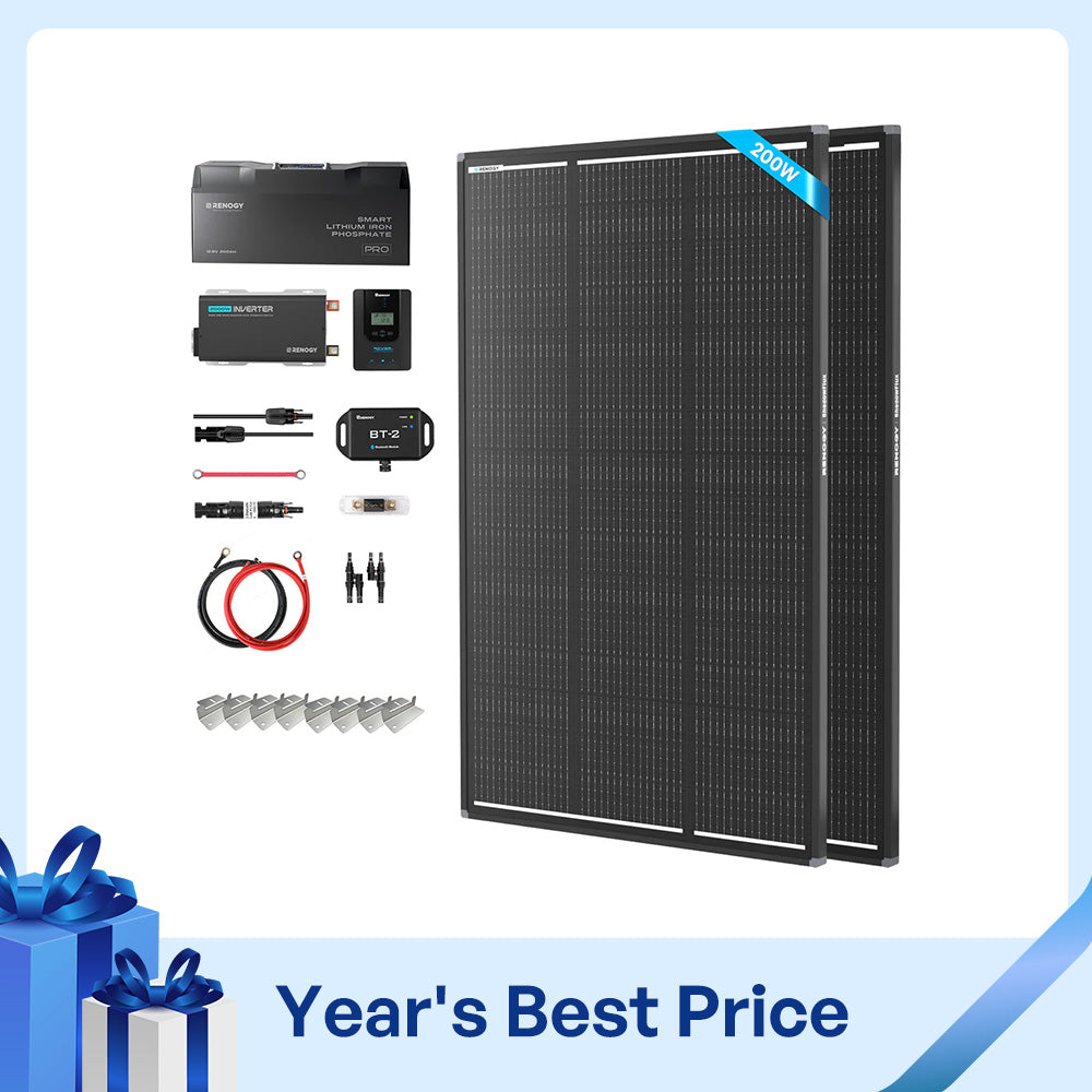 200W 12V Complete Solar Kit w/ 100Ah LiFePO4 Battery