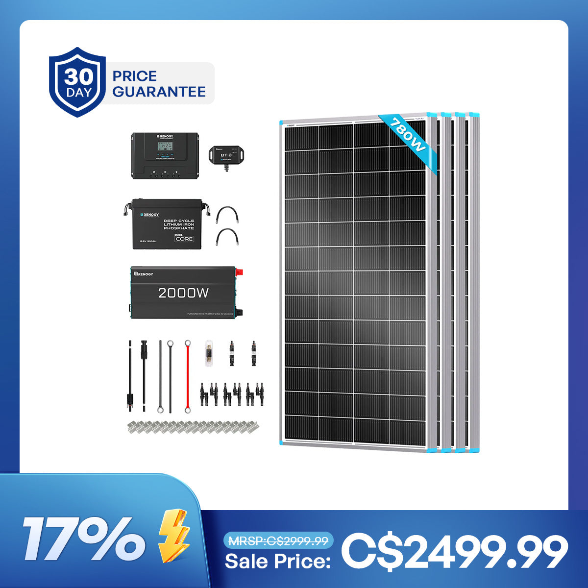 Kit Solaire Complet 780W 12V avec Batterie Lithium 300Ah