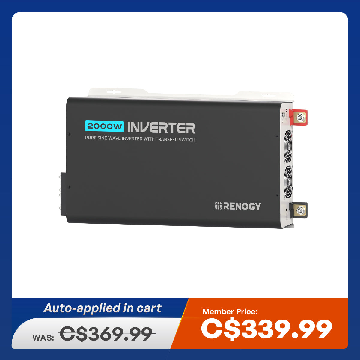 PUH - Onduleur sinusoïdal pur 12 V 3 000 W avec commutateur de transfert UPS et Bluetooth intégré