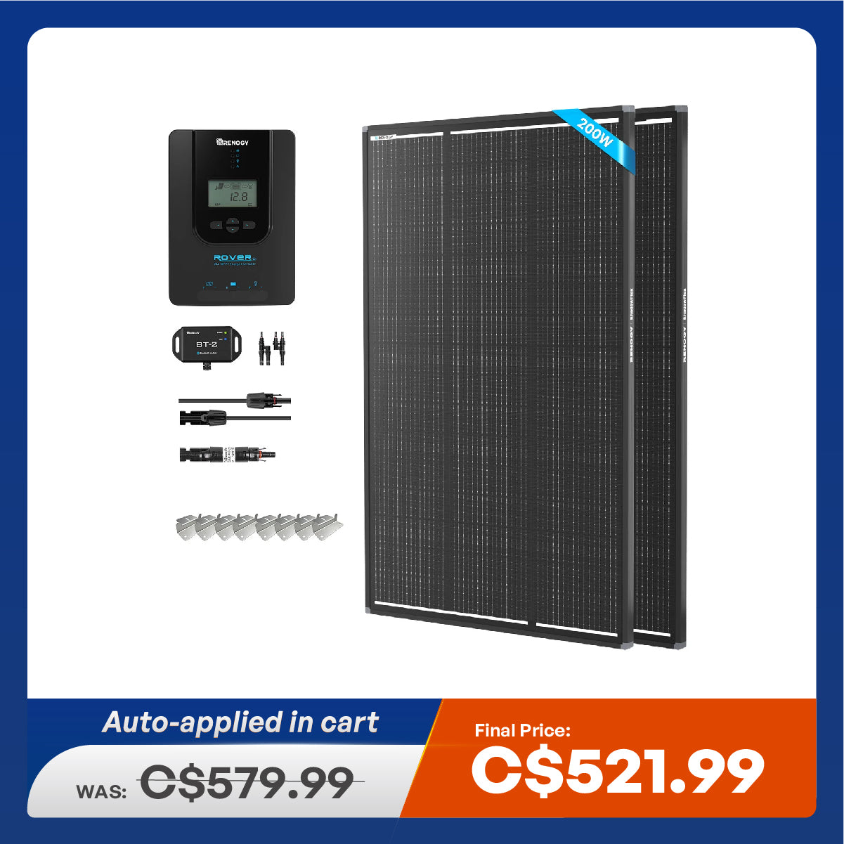 200W Premium Solar Kit w/ 20A MPPT Controller