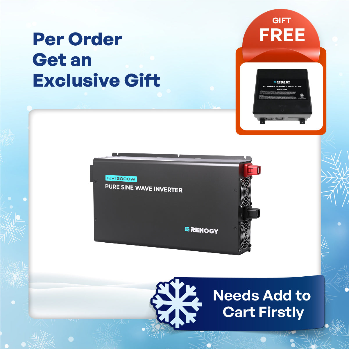 Pro- 12V 3000W Pure Sine Wave Inverter with EcoSleep Mode