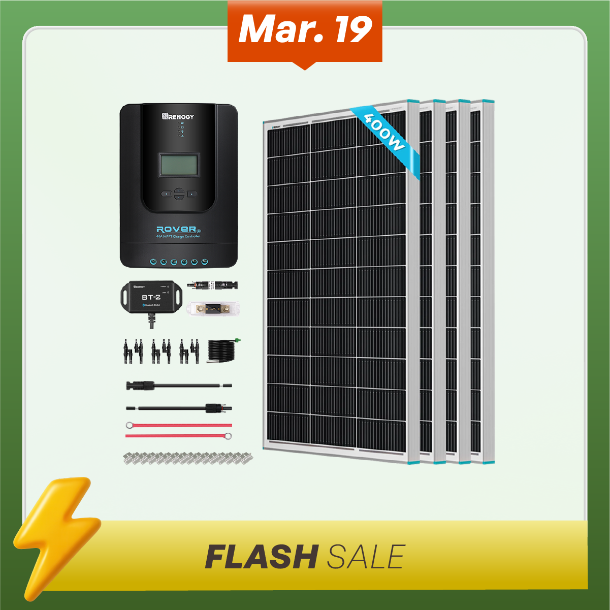 400W 12V Solar Premium Kit with 40Amp MPPT Solar Charge Controller