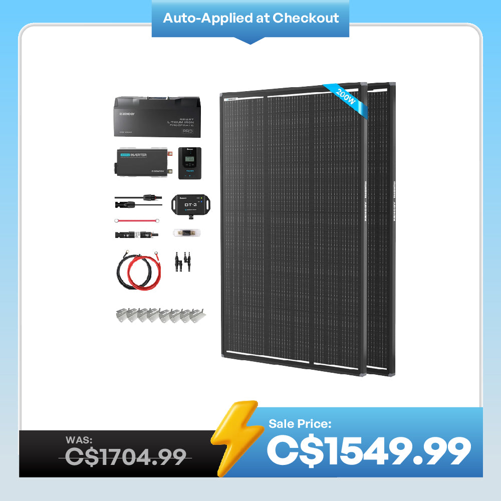 200W 12V Complete Solar Kit w/ LiFePO4 Battery