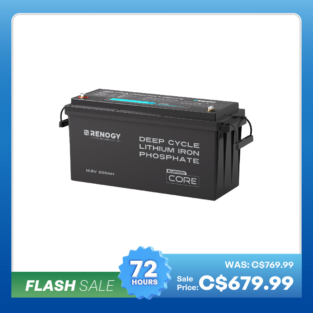 12V 200Ah LiFePO4 Battery w/ Bluetooth | Core Series