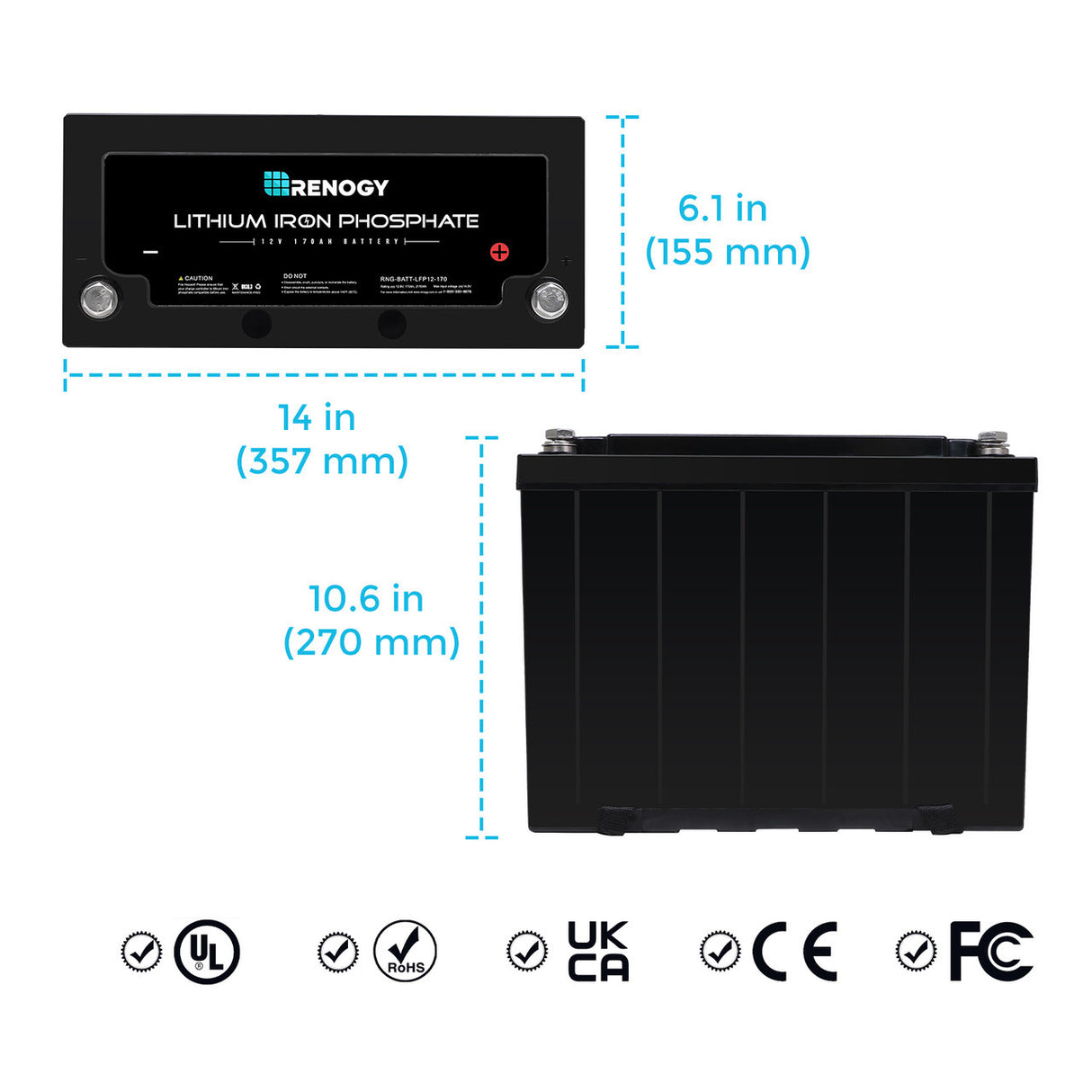 12 Volt 170Ah Lithium-Iron Phosphate Battery