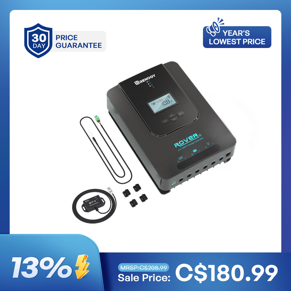 Rover Li 40 Amp MPPT Solar Charge Controller with Bluetooth